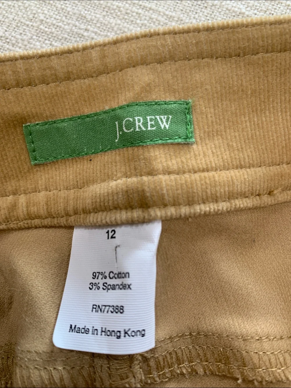 J Crew tan corduroy pencil skirt Size12